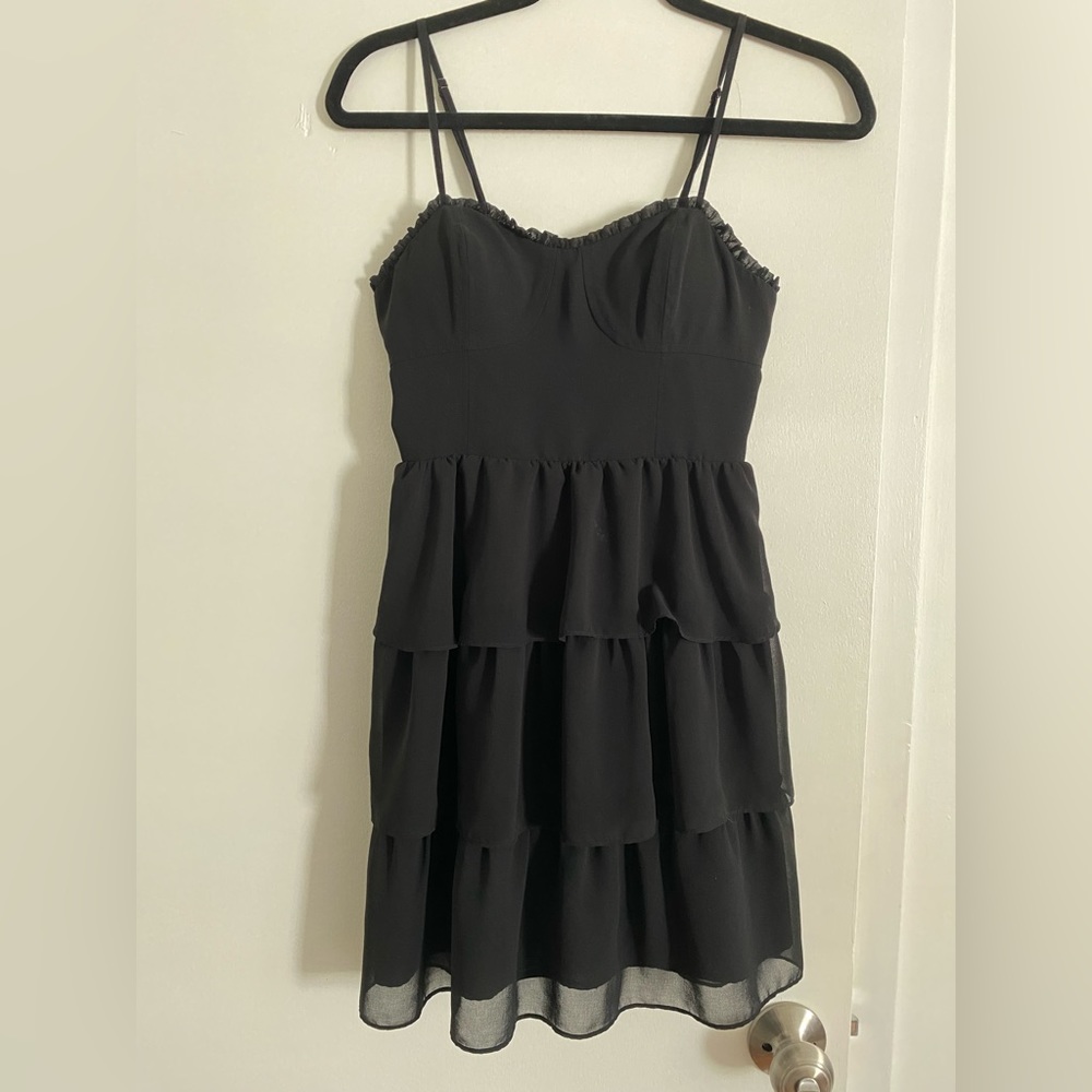 Black Layered Ruffle Dress